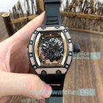 Copy Richard Mille RM 055 Carbon Fiber Watch With Diamond Bezel